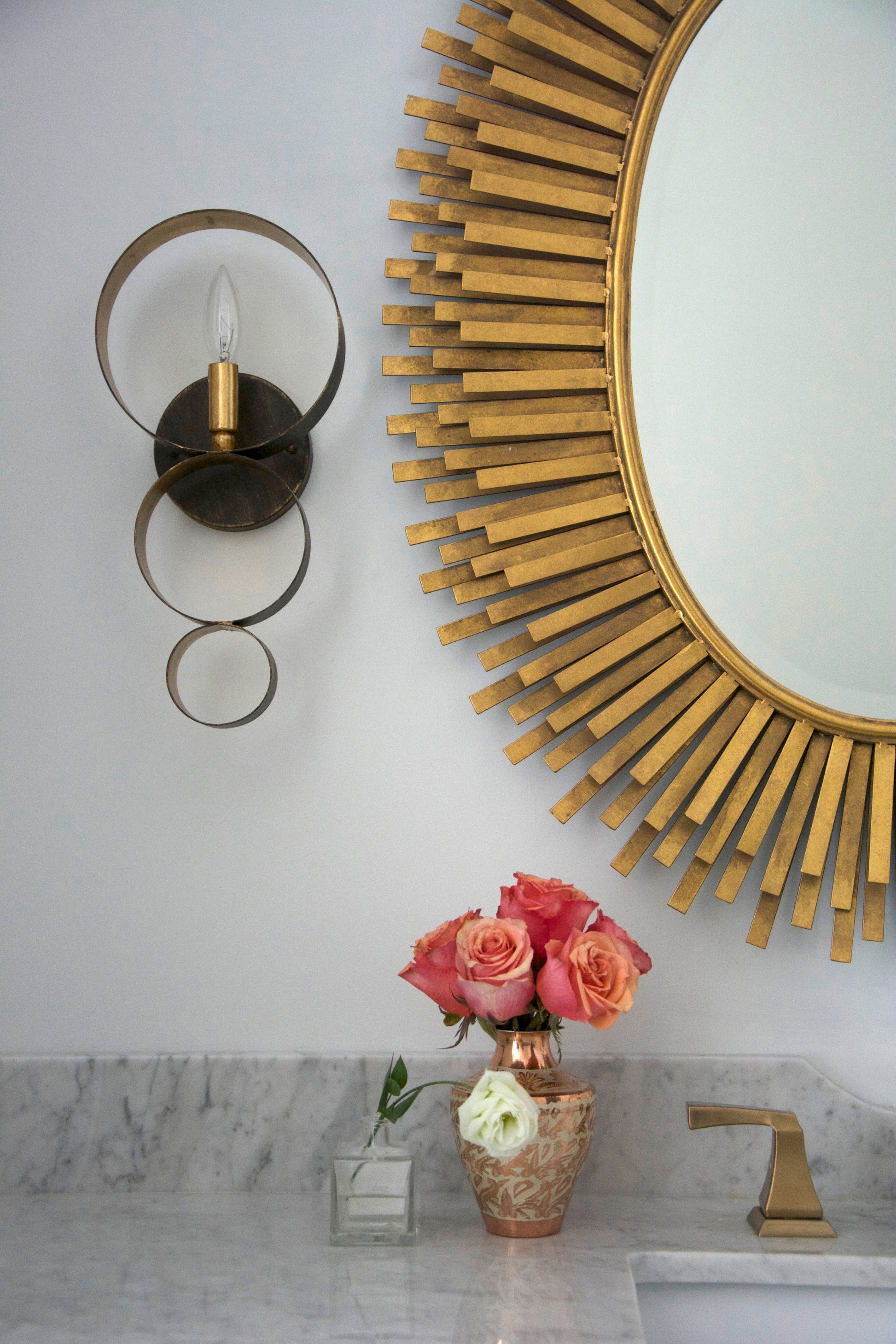 Crystorama Luna 581-EB-GA – 7 Inch – 1 Light – Sconce – English Bronze + Antique Gold – Damp Rated