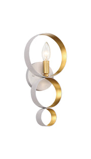 Crystorama Luna 581-MT-GA – 7 Inch – 1 Light – Sconce – Matte White + Antique Gold – Damp Rated