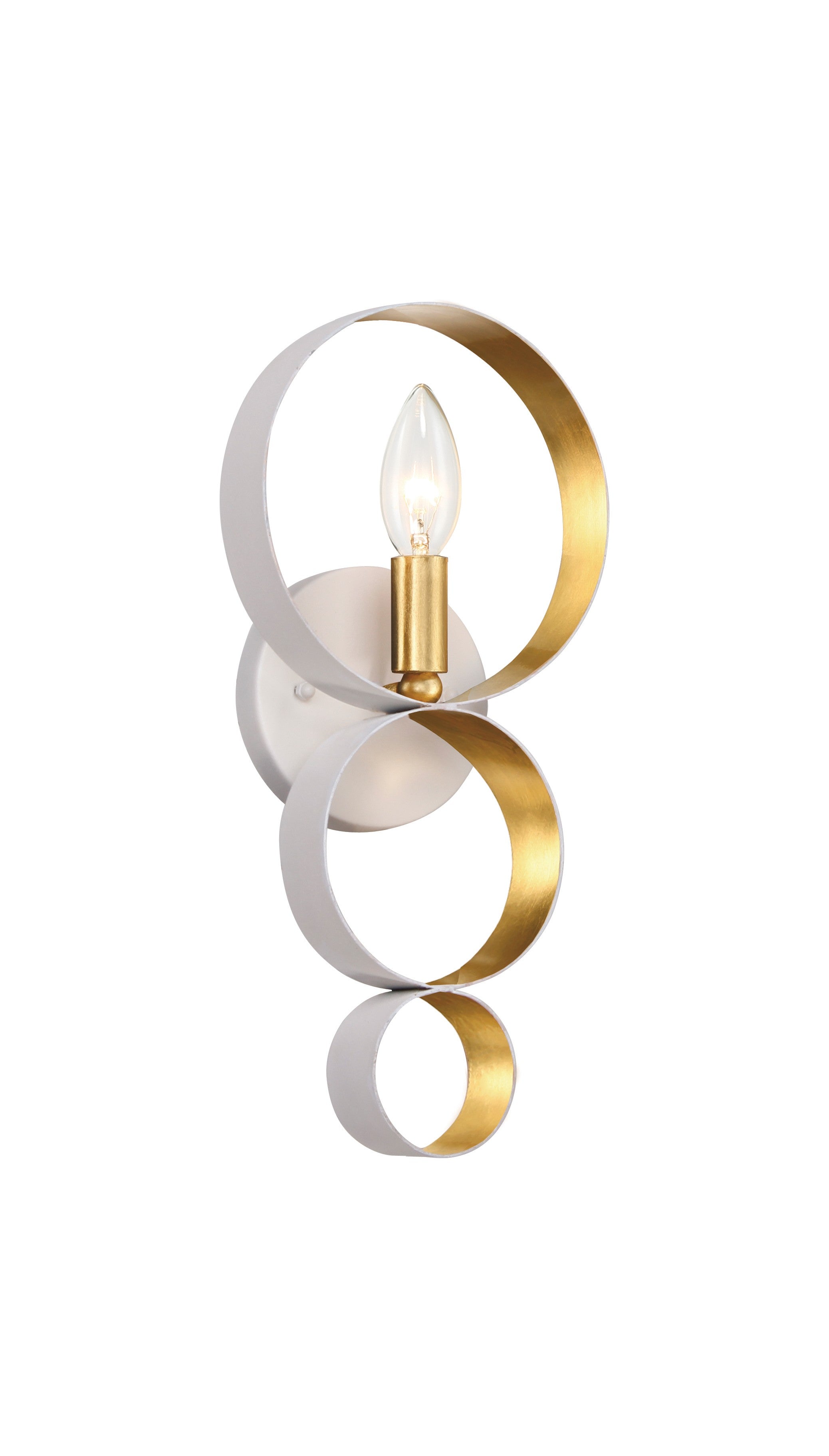 Crystorama Luna 581-MT-GA – 7 Inch – 1 Light – Sconce – Matte White + Antique Gold – Damp Rated