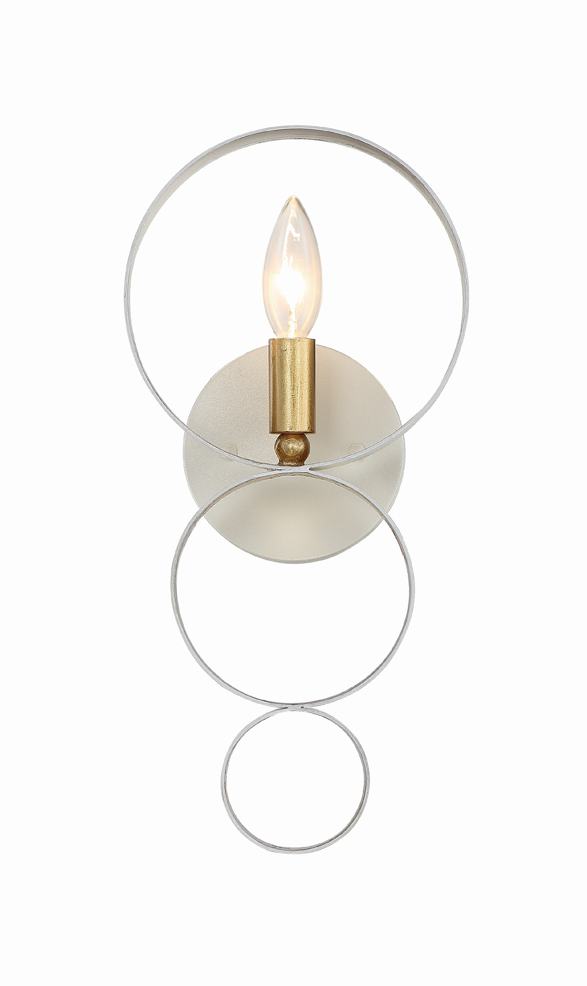 Crystorama Luna 581-MT-GA – 7 Inch – 1 Light – Sconce – Matte White + Antique Gold – Damp Rated