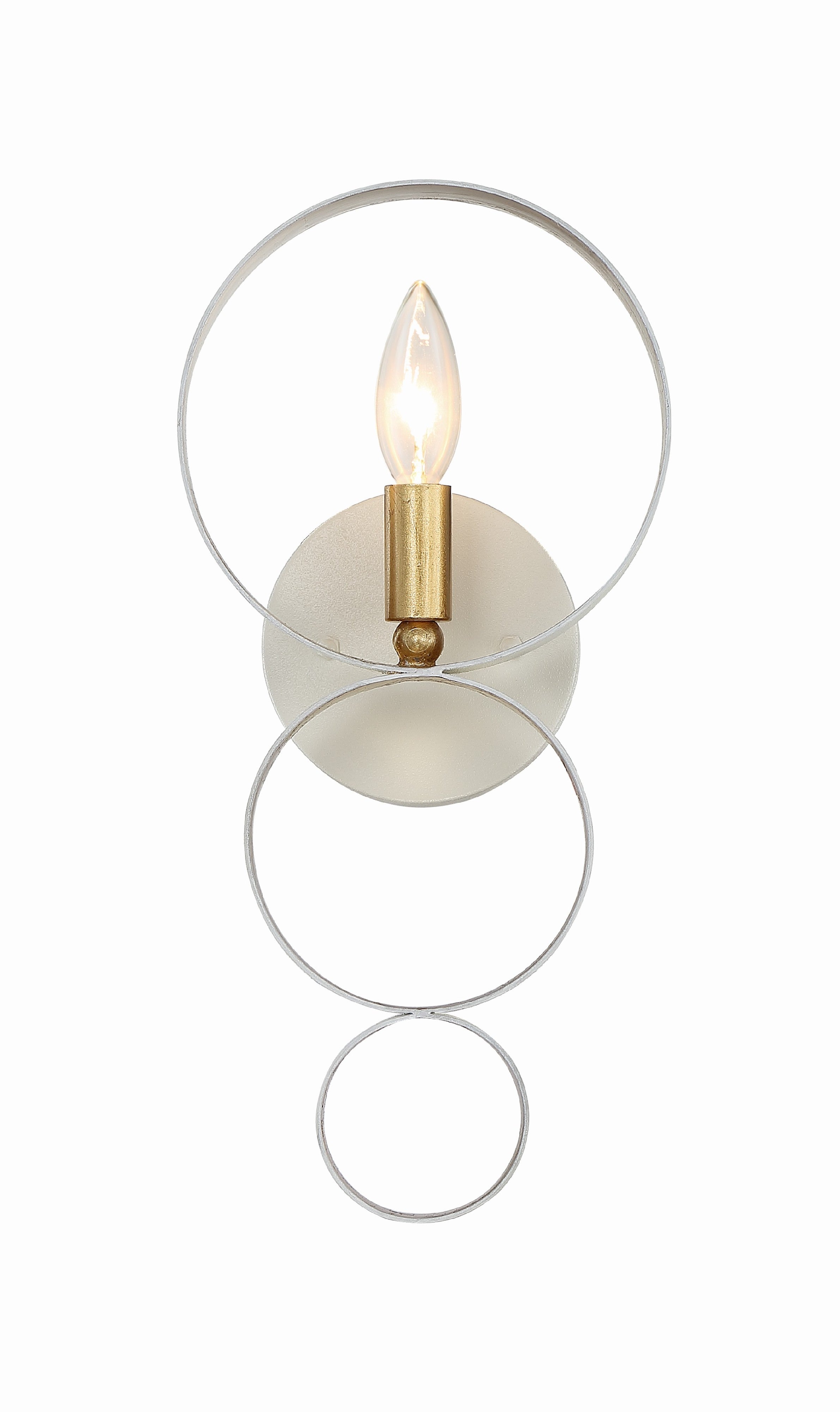 Crystorama Luna 581-MT-GA – 7 Inch – 1 Light – Sconce – Matte White + Antique Gold – Damp Rated