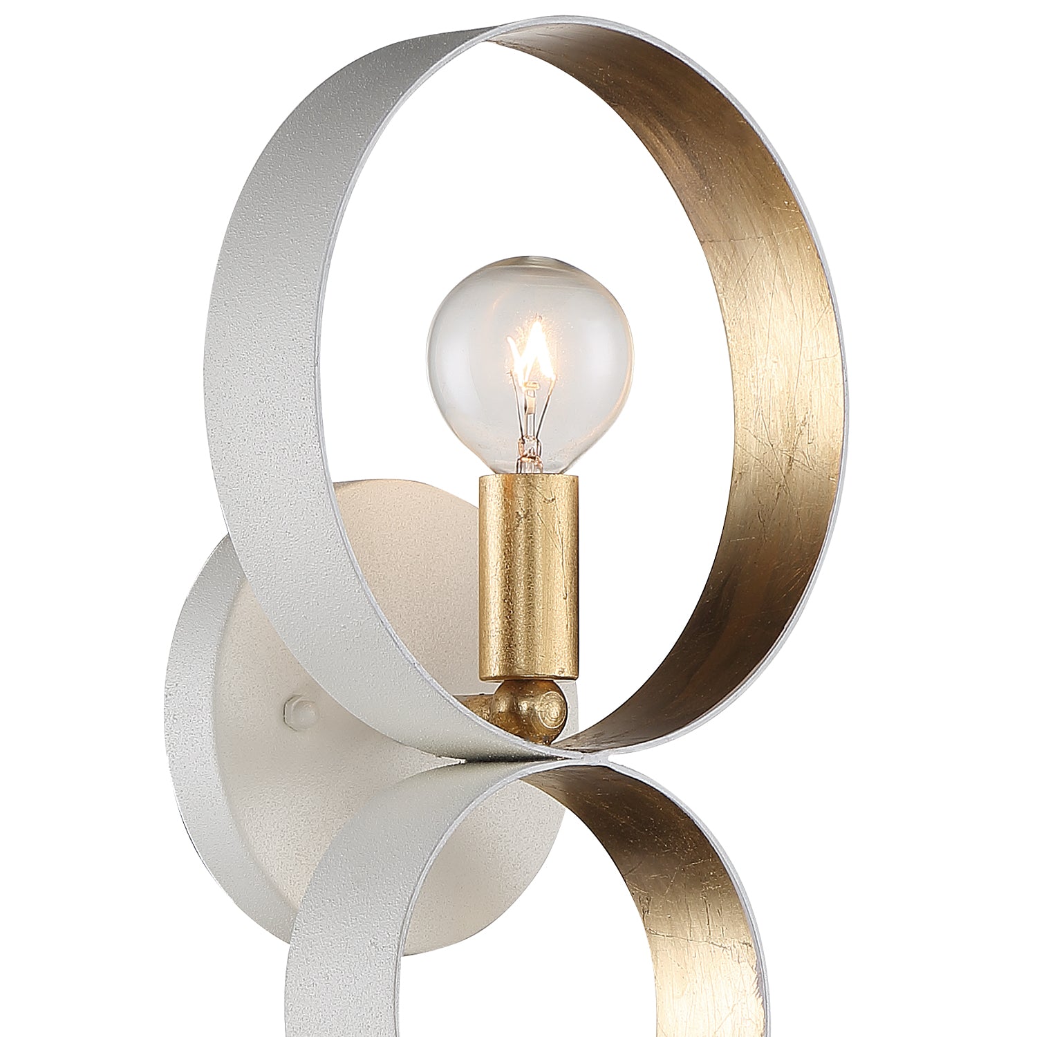 Crystorama Luna 581-MT-GA – 7 Inch – 1 Light – Sconce – Matte White + Antique Gold – Damp Rated