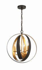 Crystorama Luna 584-EB-GA – 16 Inch – 4 Light – Chandelier – English Bronze + Antique Gold – Damp Rated