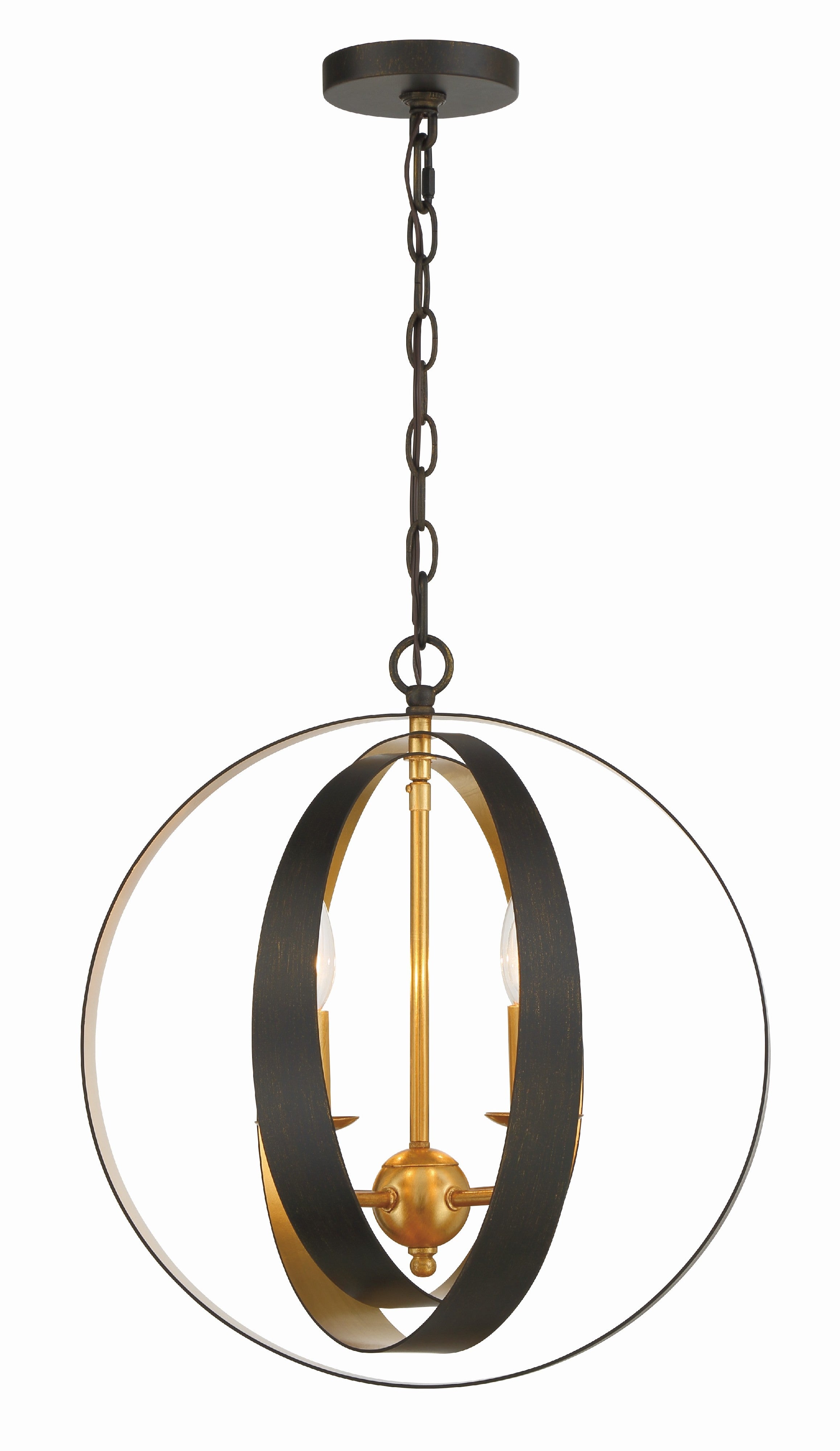 Crystorama Luna 584-EB-GA – 16 Inch – 4 Light – Chandelier – English Bronze + Antique Gold – Damp Rated