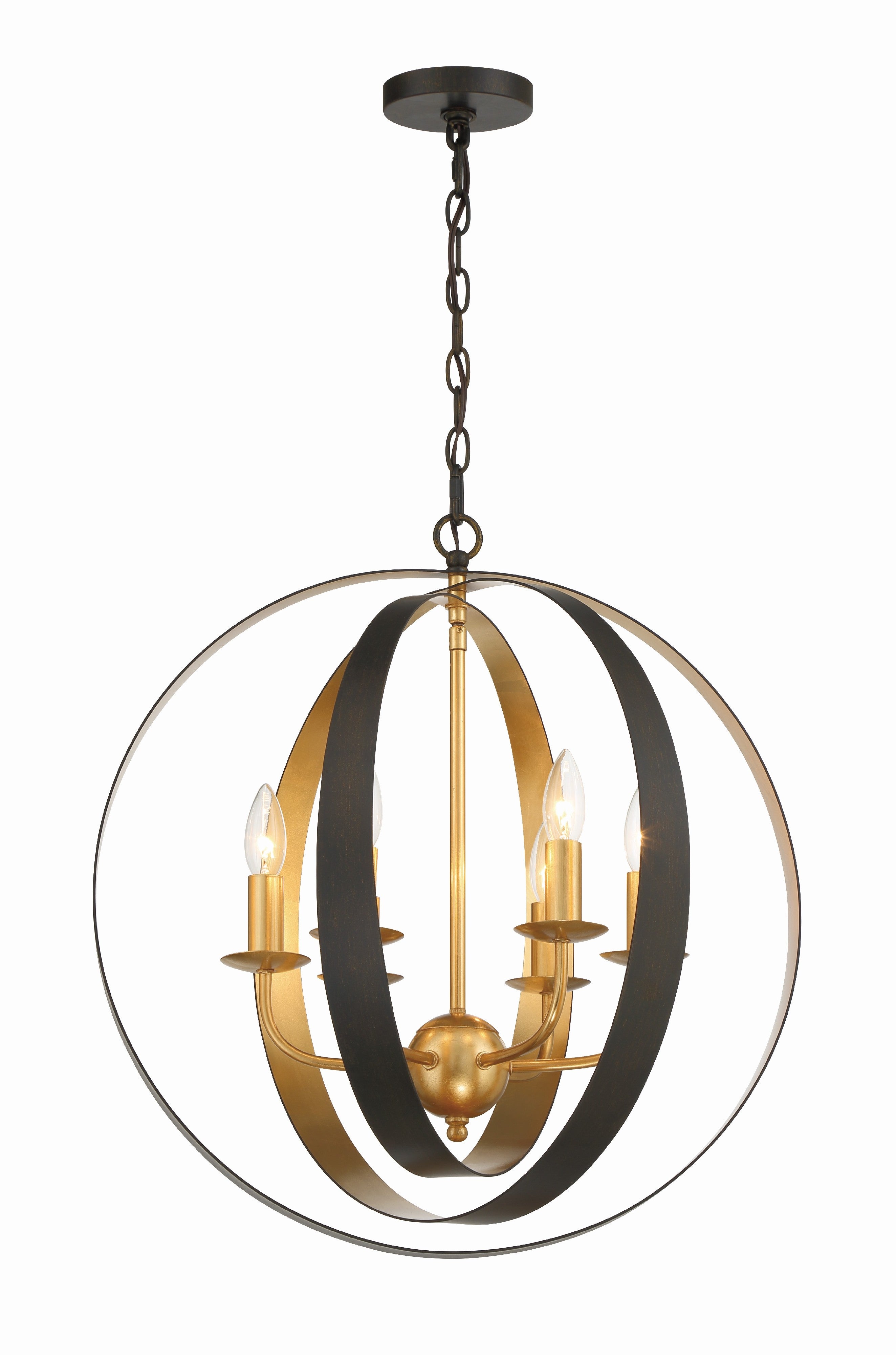 Crystorama Luna 585-EB-GA – 21 Inch – 6 Light – Chandelier – English Bronze + Antique Gold – Damp Rated
