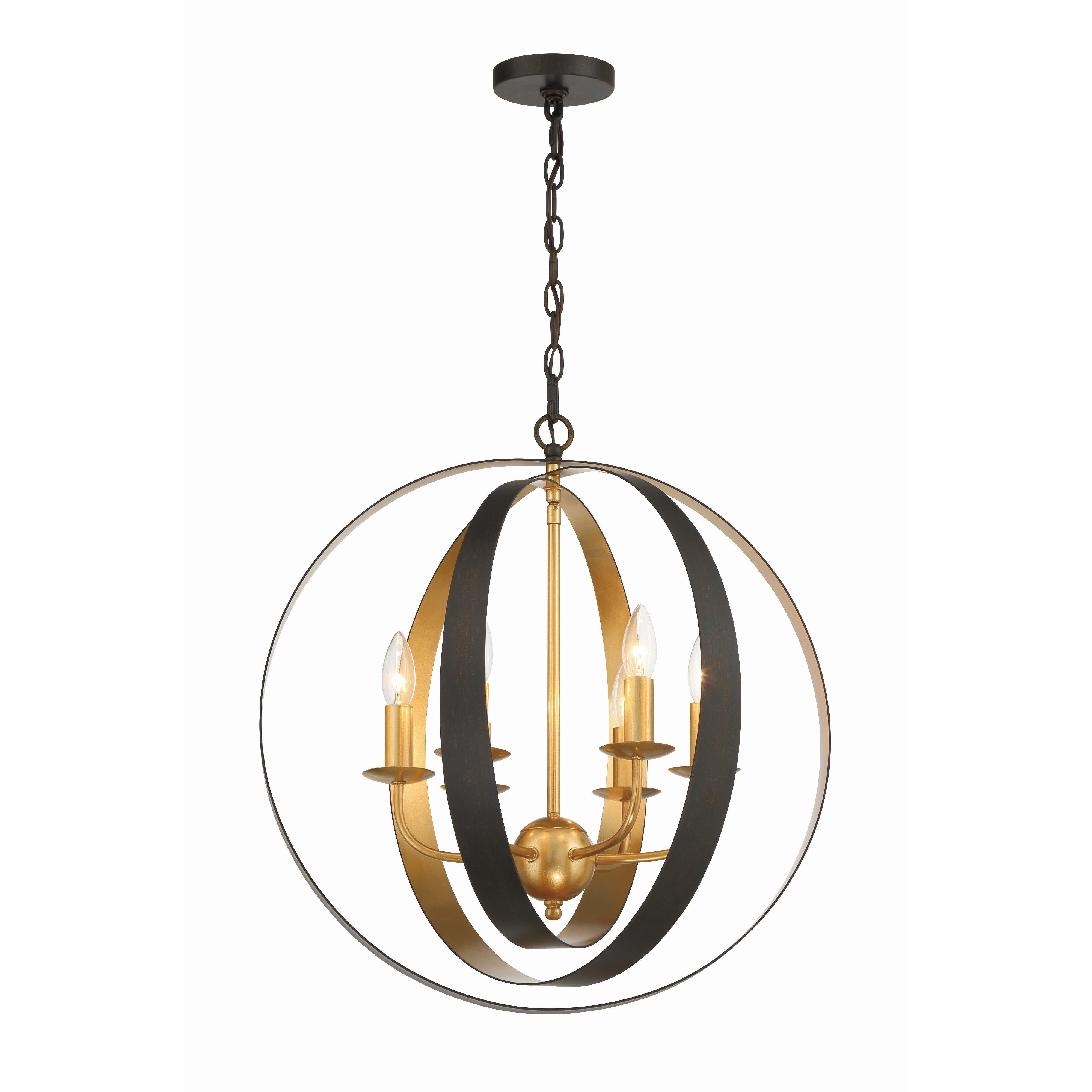 Crystorama Luna 585-EB-GA – 21 Inch – 6 Light – Chandelier – English Bronze + Antique Gold – Damp Rated