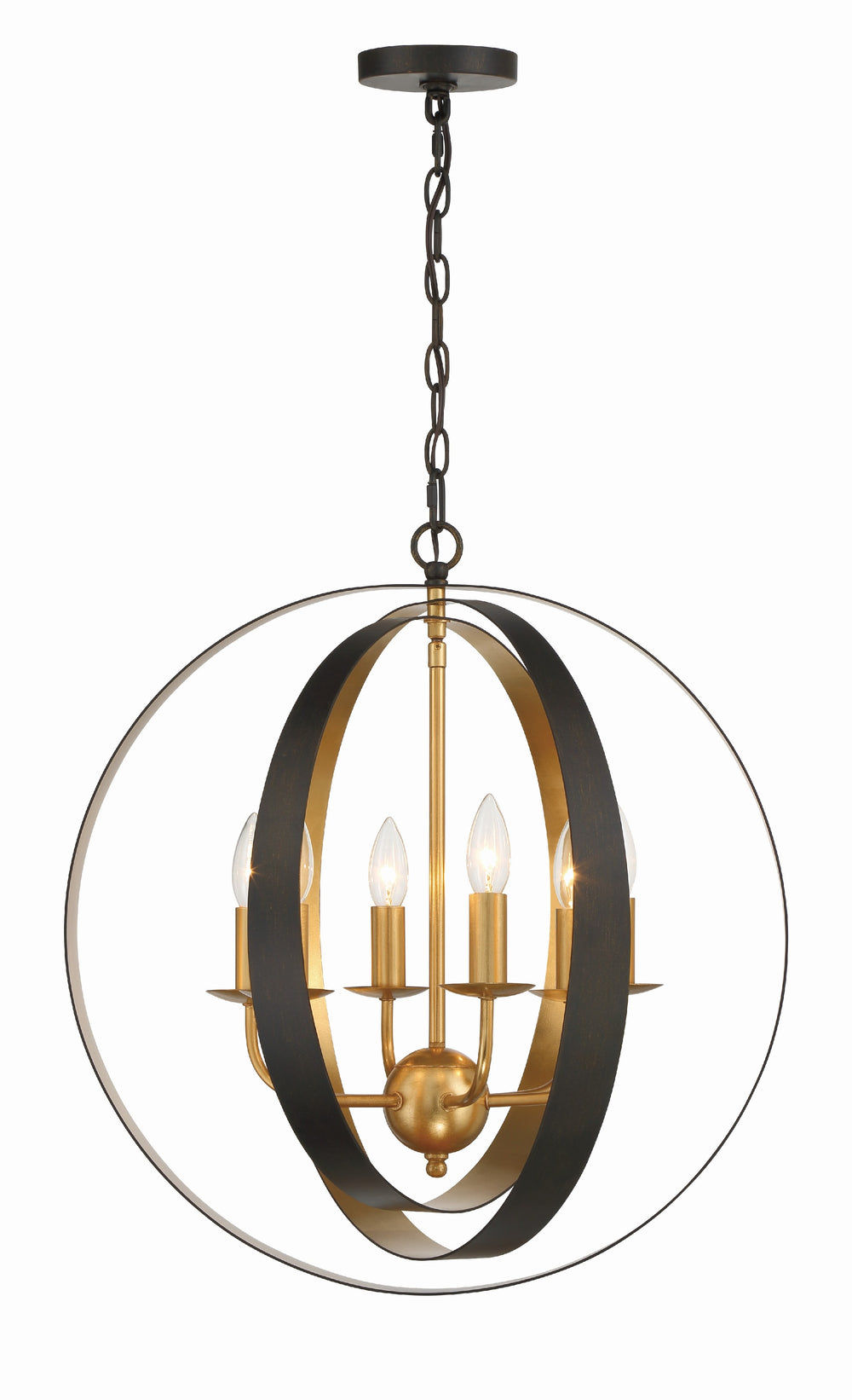 Crystorama 585-EB-GA Luna 6 Light Large Chandelier, UL Damp Rated, English Bronze + Antique Gold
