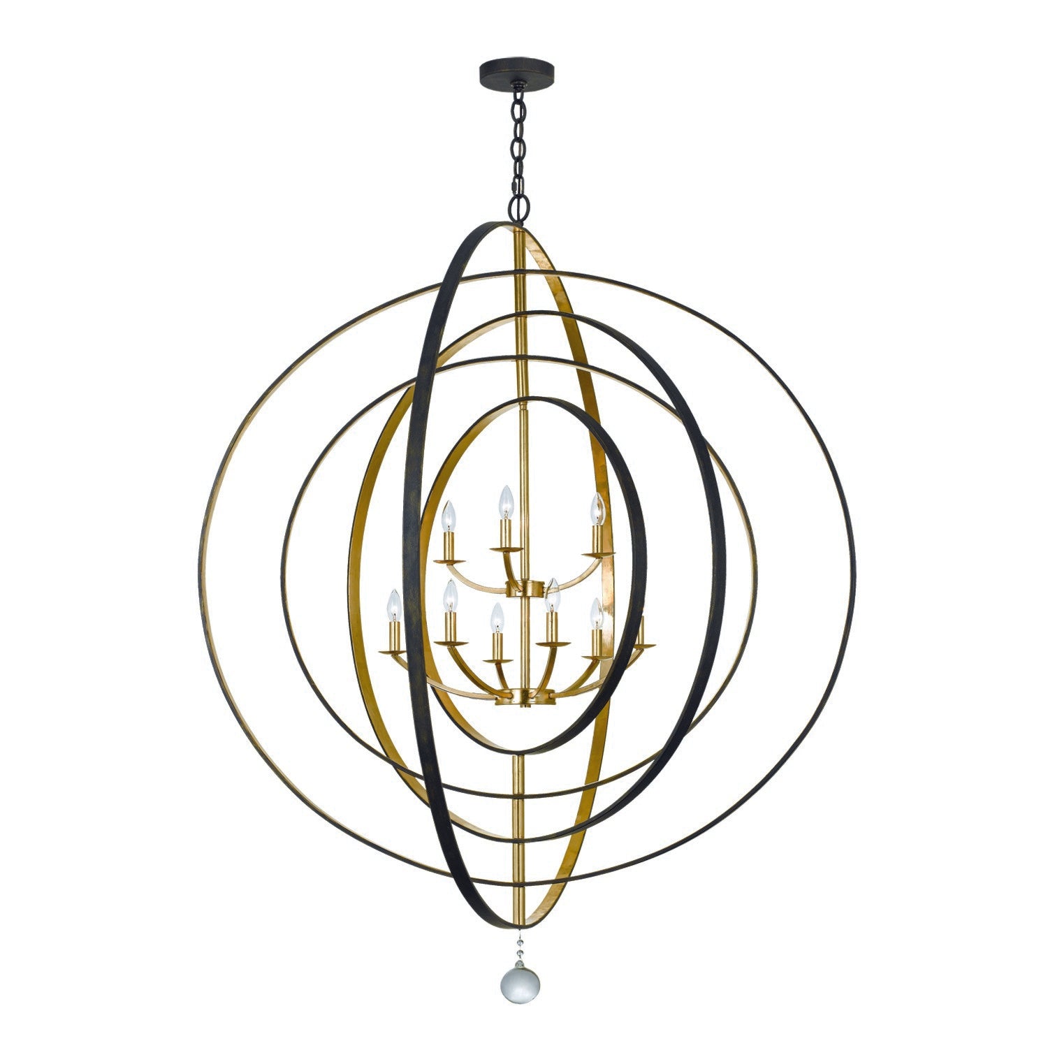 Crystorama Luna 587-EB-GA – 48 Inch – 9 Light – Chandelier – English Bronze + Antique Gold – Damp Rated