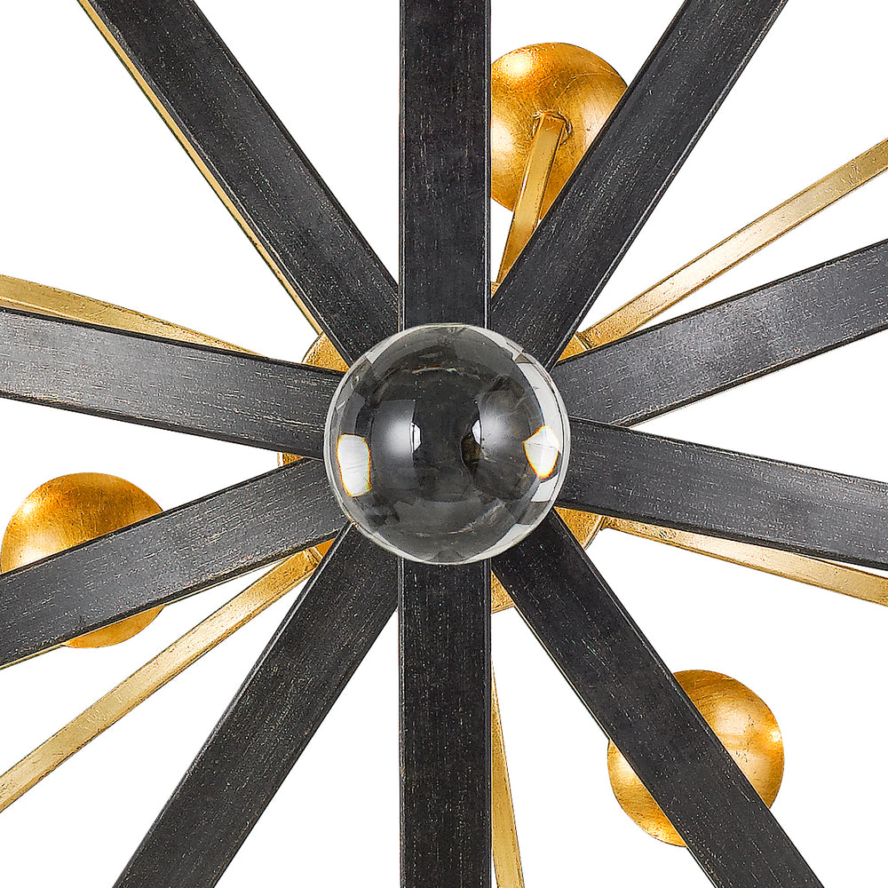 Crystorama 587-EB-GA Luna 9 Light Chandelier, UL Damp Rated, English Bronze + Antique Gold