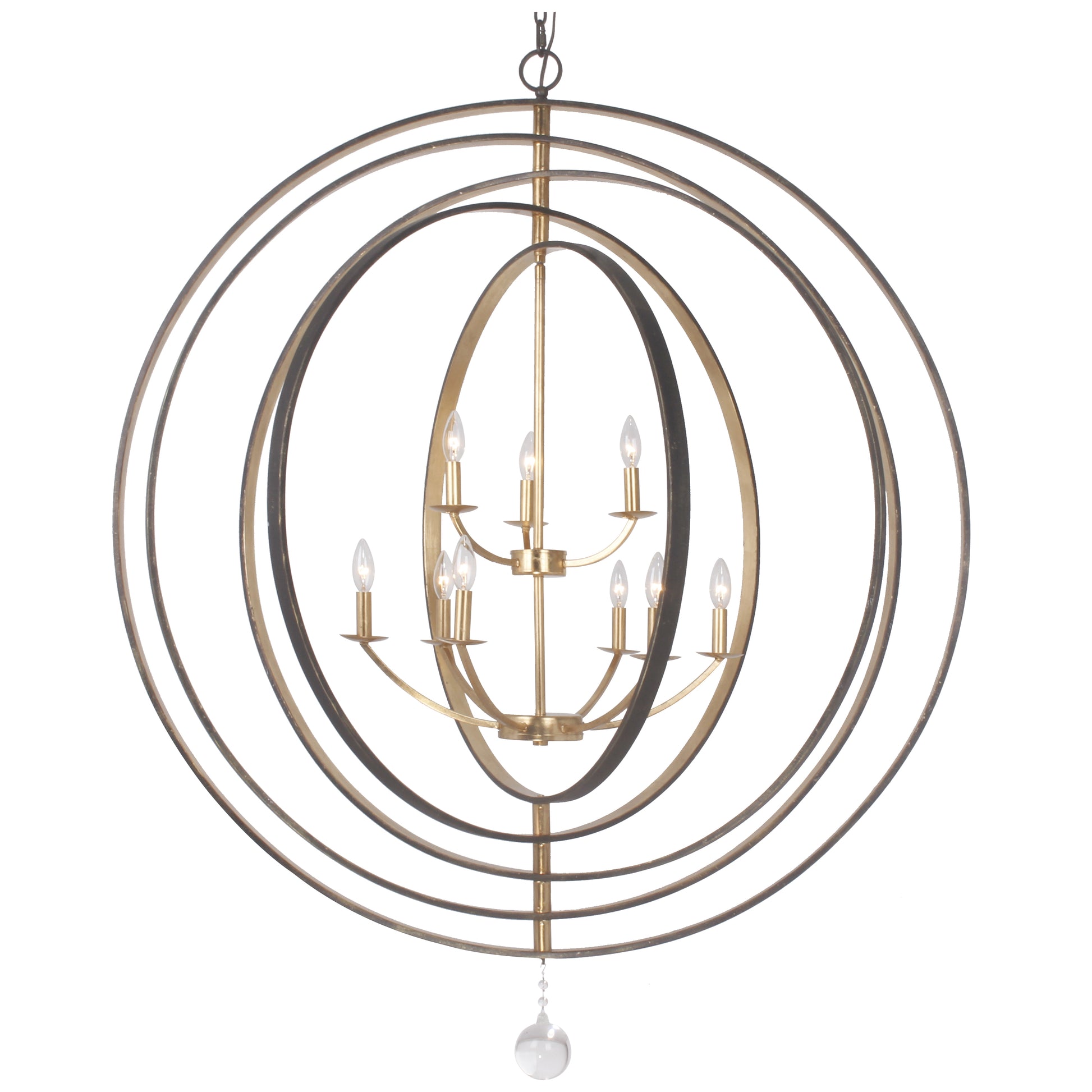 Crystorama Luna 587-EB-GA – 48 Inch – 9 Light – Chandelier – English Bronze + Antique Gold – Damp Rated
