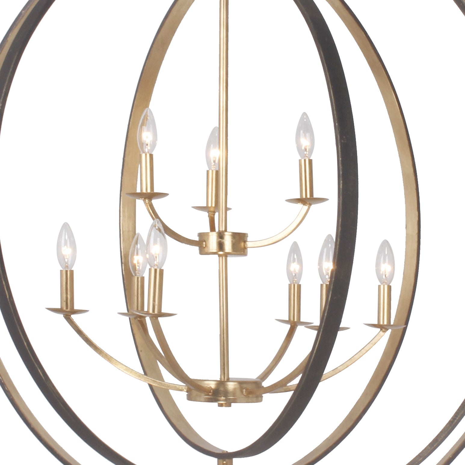 Crystorama Luna 587-EB-GA – 48 Inch – 9 Light – Chandelier – English Bronze + Antique Gold – Damp Rated