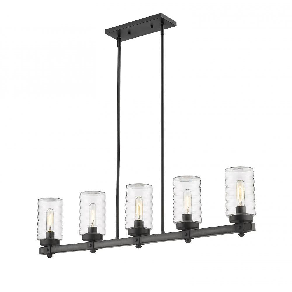 5 Light Outdoor Linear Chandelier-Clear