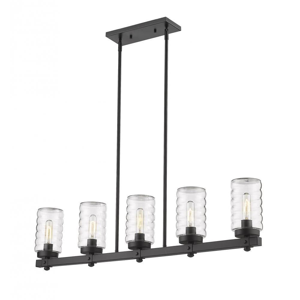 5 Light Outdoor Linear Chandelier-Clear