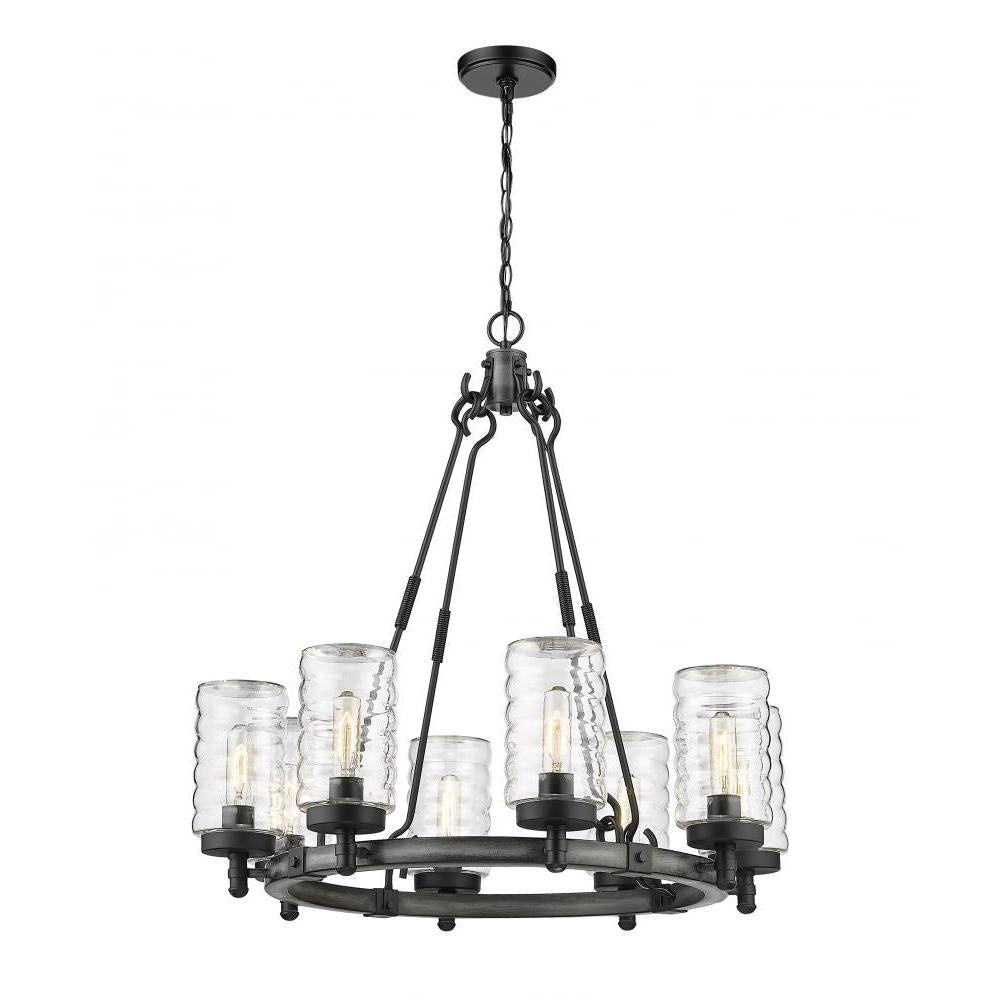 8 Light Outdoor Chandelier-Clear