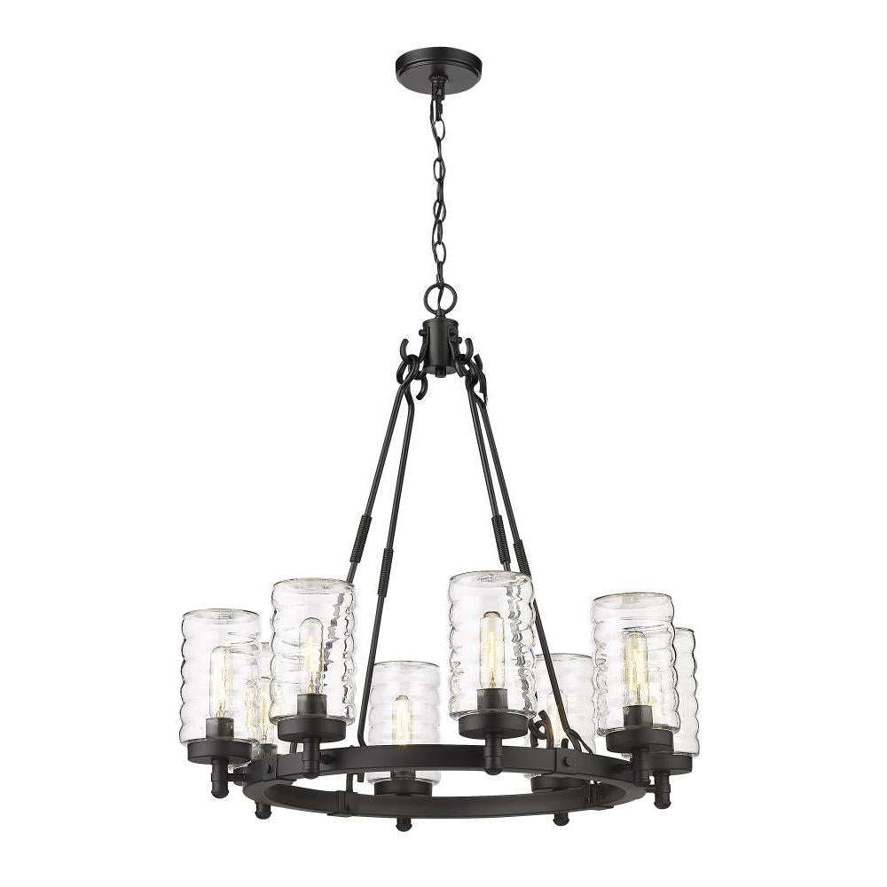 8 Light Outdoor Chandelier-Clear