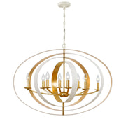 Crystorama Luna 588-MT-GA – 36 Inch – 8 Light – Chandelier – Matte White + Antique Gold – Damp Rated