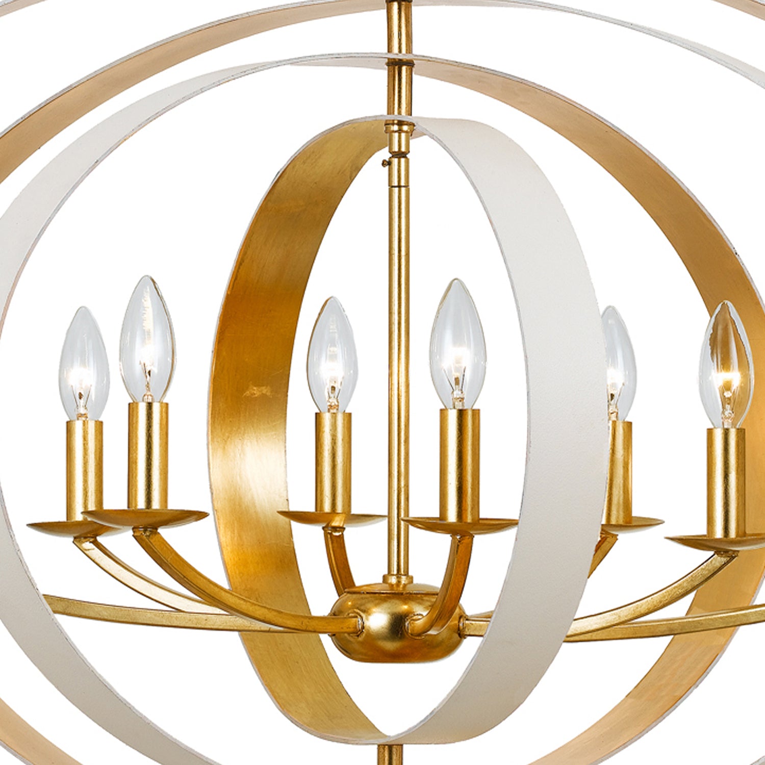 Crystorama Luna 588-MT-GA – 36 Inch – 8 Light – Chandelier – Matte White + Antique Gold – Damp Rated