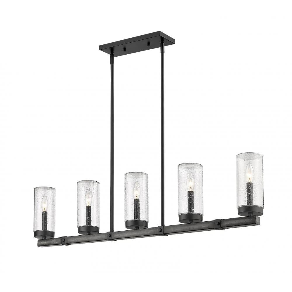 5 Light Outdoor Linear Chandelier-Clear Seedy