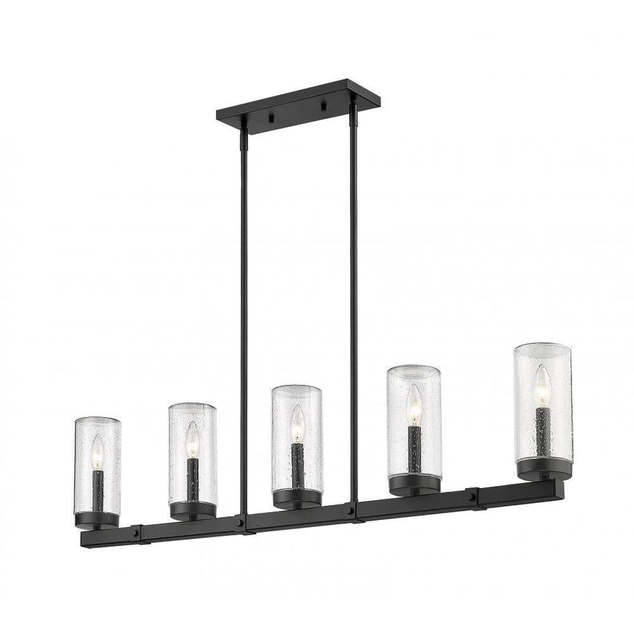 5 Light Outdoor Linear Chandelier-Clear Seedy