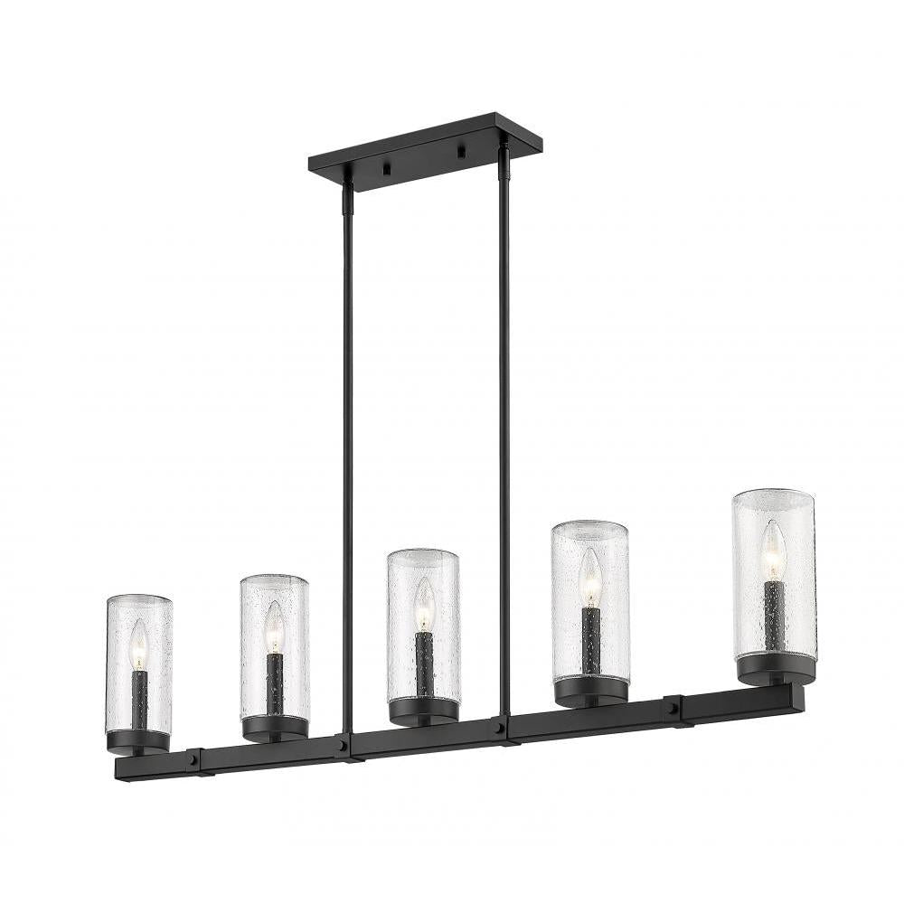 5 Light Outdoor Linear Chandelier-Clear Seedy