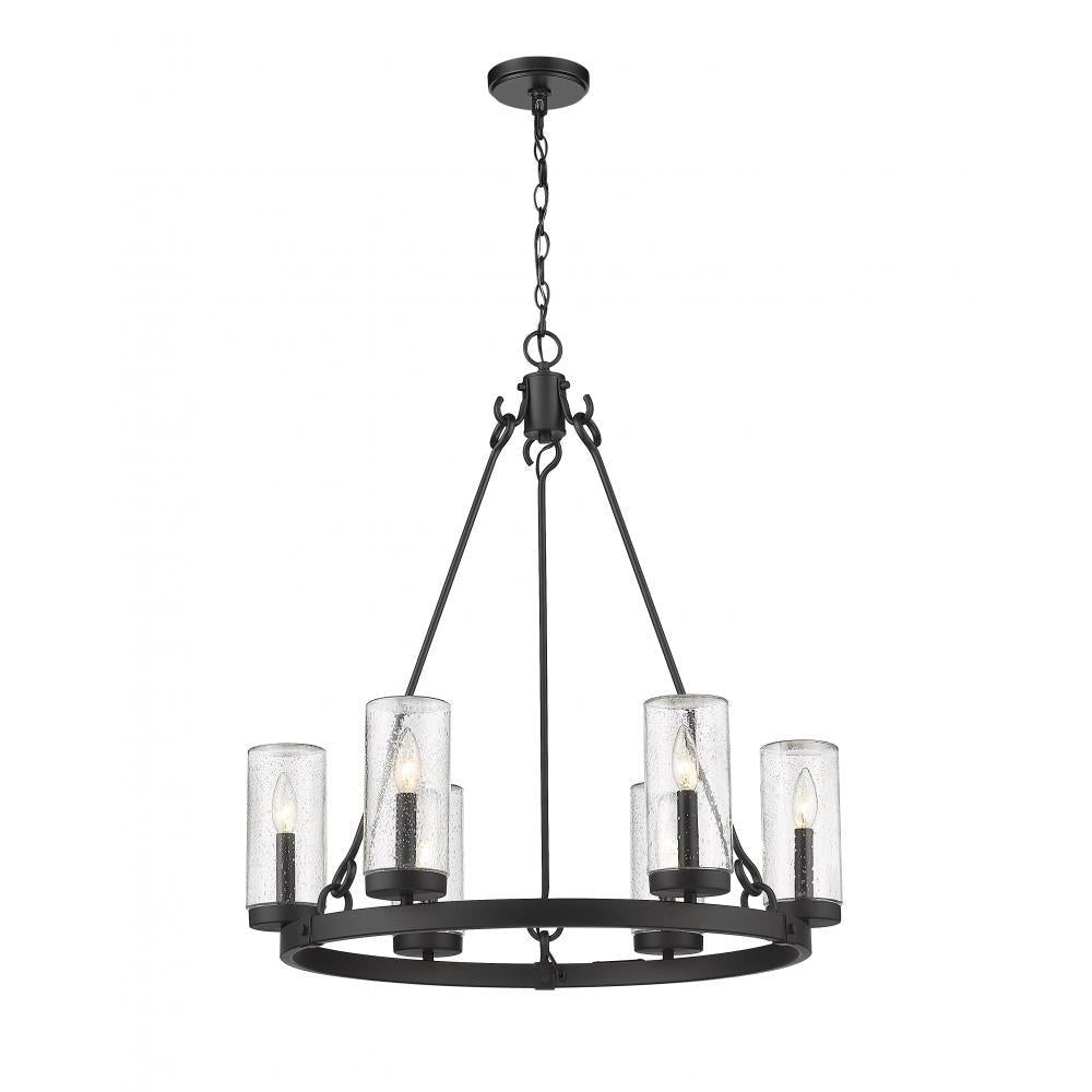 6 Light Outdoor Chandelier-Clear Seedy