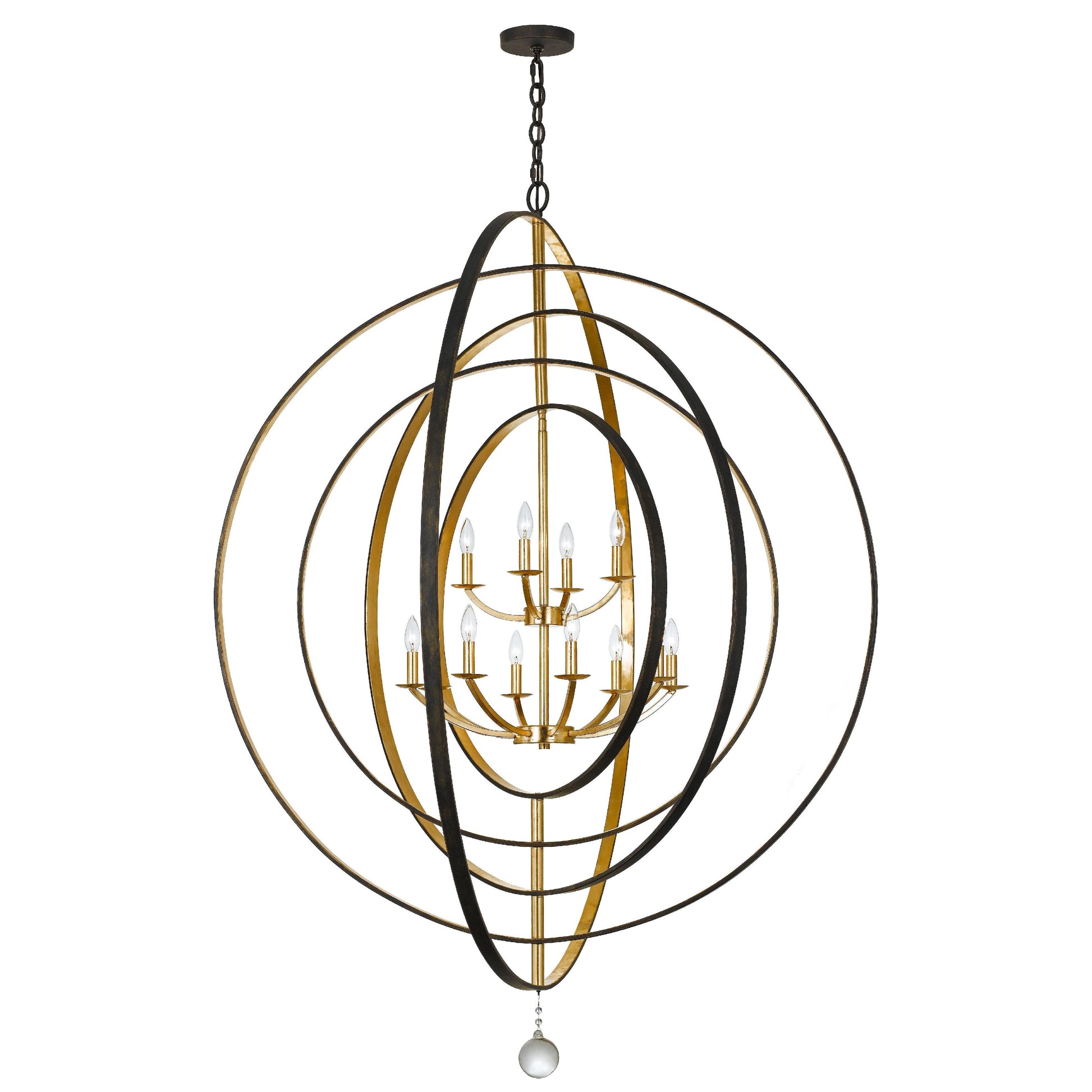 Crystorama Luna 590-EB-GA – 60 Inch – 12 Light – Chandelier – English Bronze + Antique Gold – Damp Rated