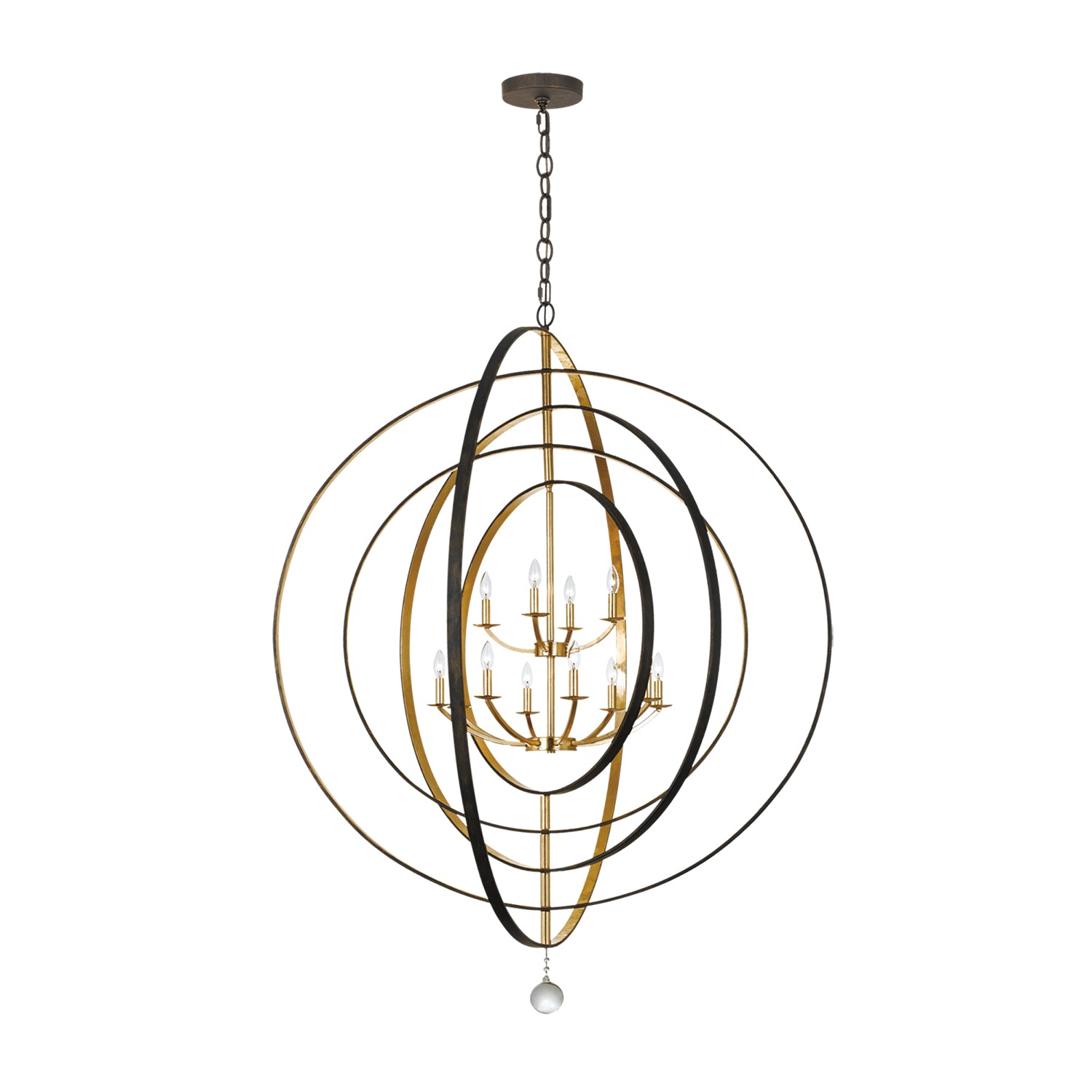 Crystorama Luna 590-EB-GA – 60 Inch – 12 Light – Chandelier – English Bronze + Antique Gold – Damp Rated