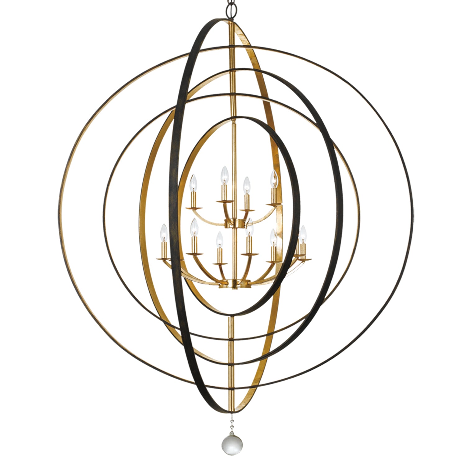 Crystorama Luna 590-EB-GA – 60 Inch – 12 Light – Chandelier – English Bronze + Antique Gold – Damp Rated