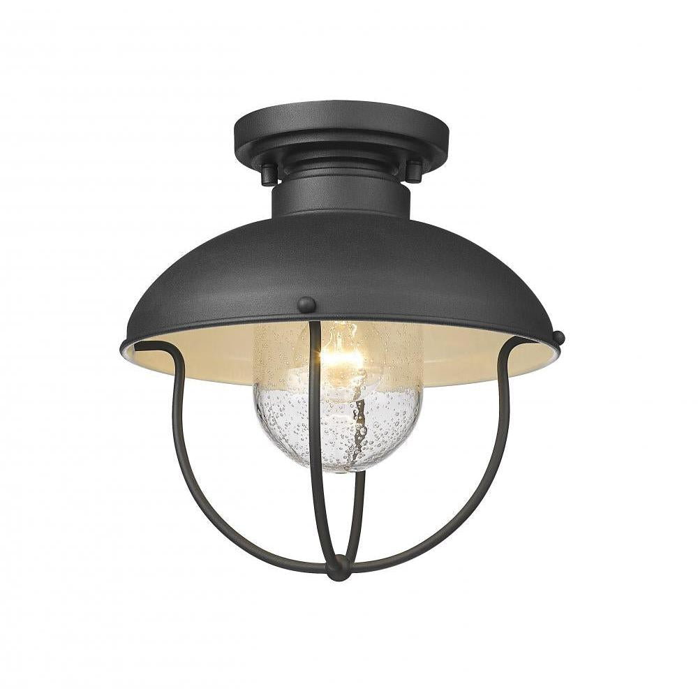 1 Light Outdoor Flush Mount Light-Black