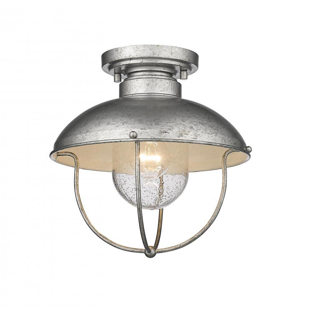 1 Light Outdoor Flush Mount Light-Galvanized