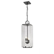 3 Light Outdoor Chain Mount Ceiling Fixture-Clear Seedy