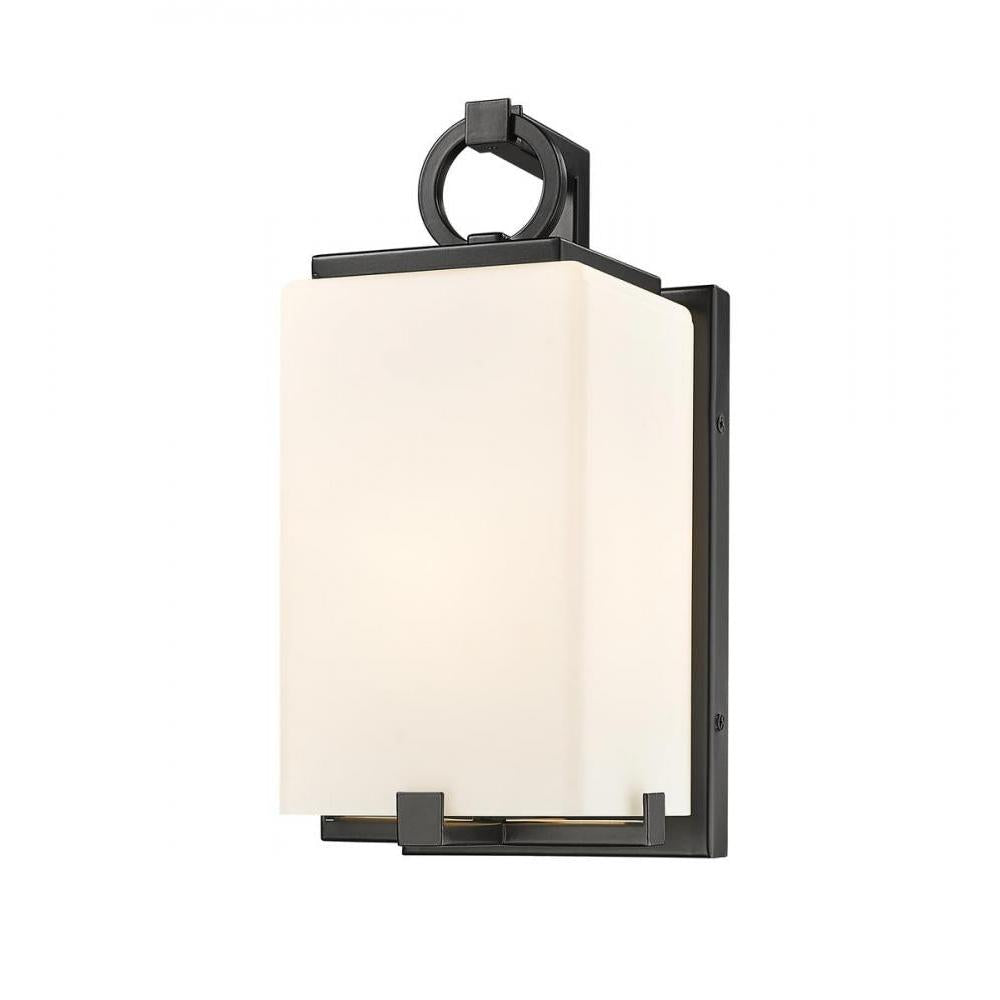 1 Light Outdoor Wall Light-White Opal