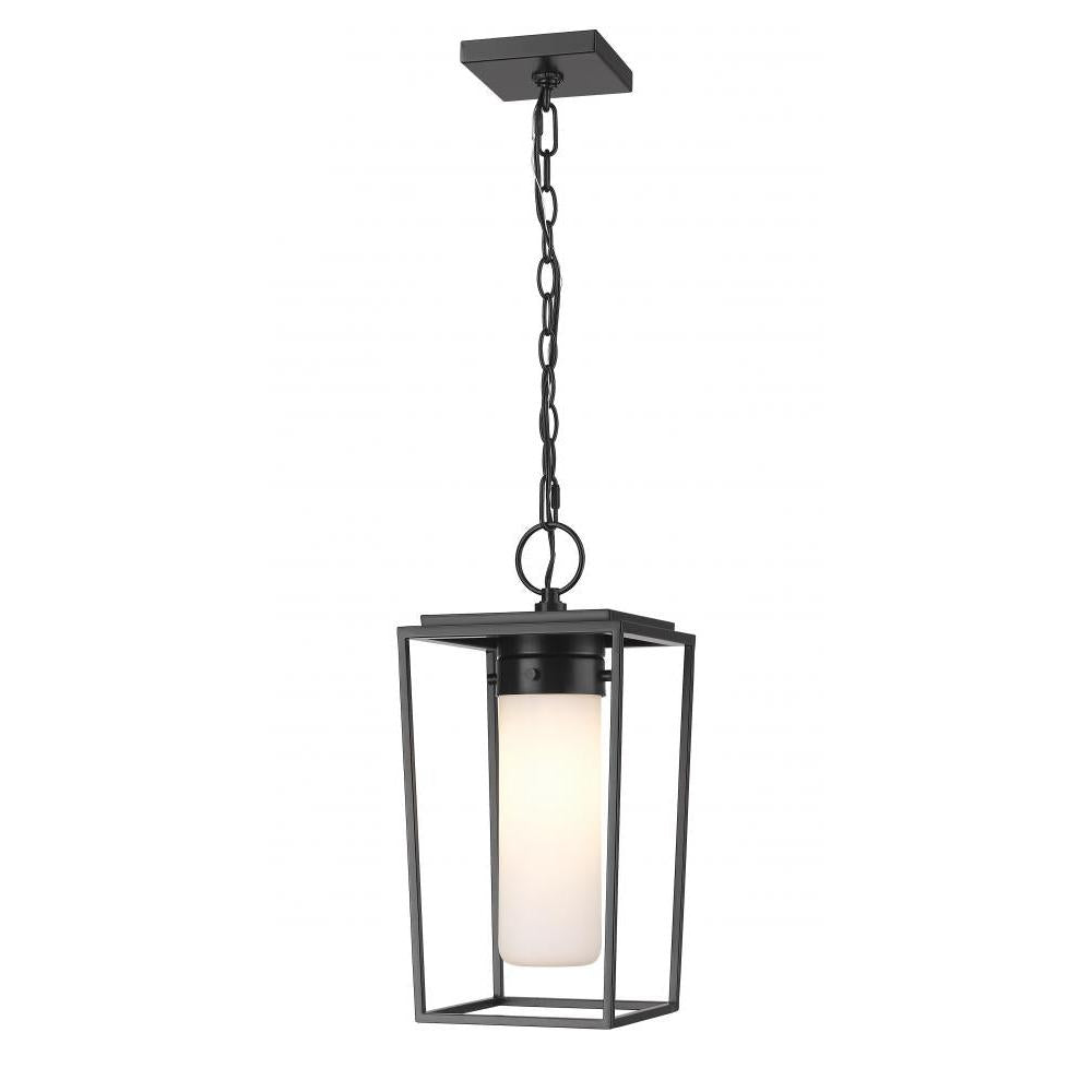 1 Light Outdoor Chain Mount Ceiling Fixture-White Opal