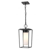 1 Light Outdoor Chain Mount Ceiling Fixture-White Opal