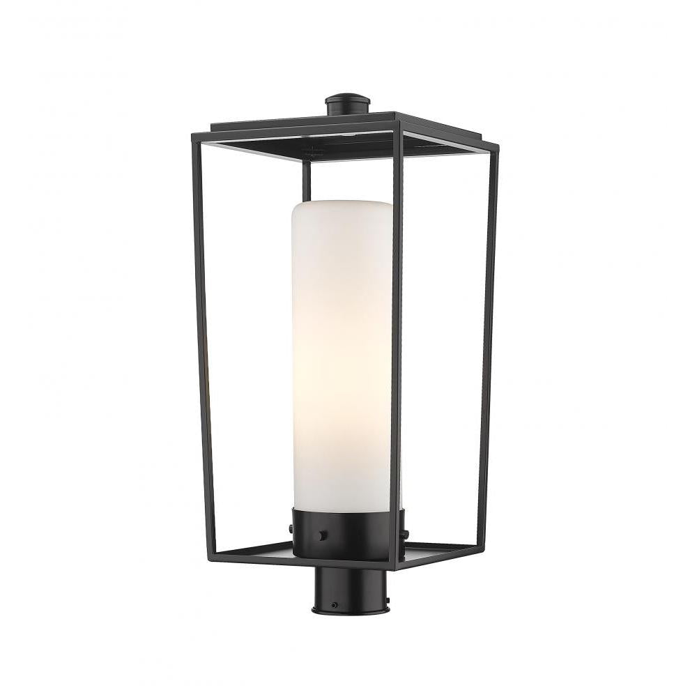 1 Light Outdoor Post Mount Fixture-White Opal