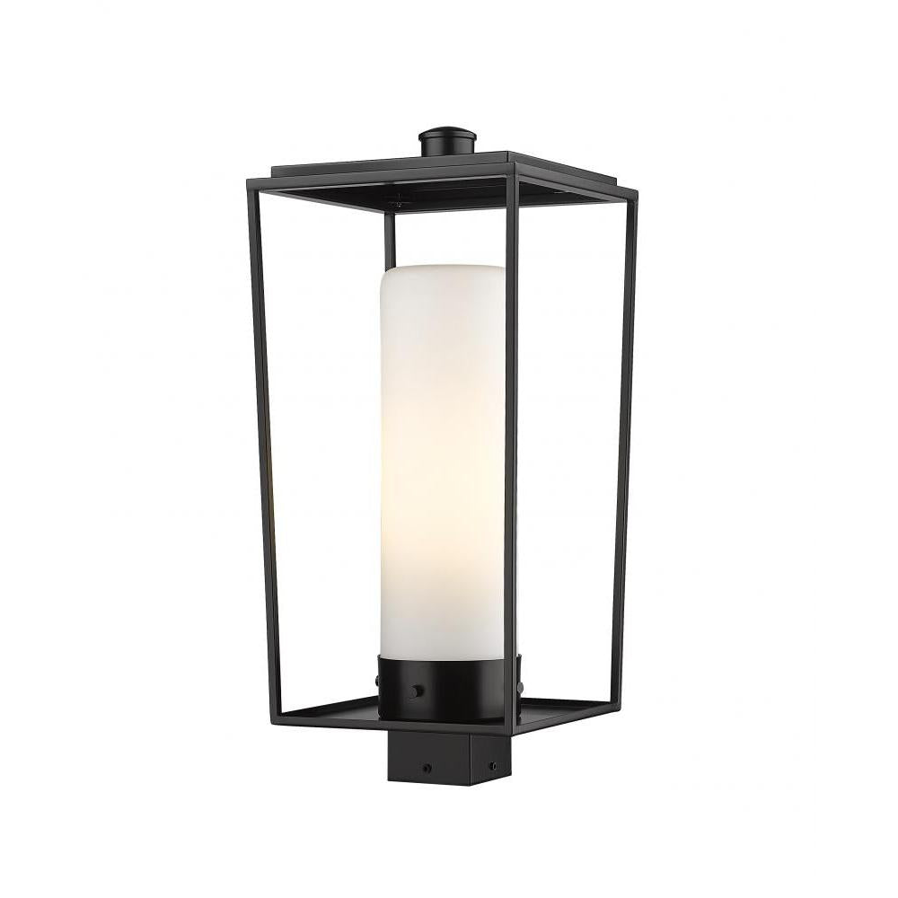 1 Light Outdoor Post Mount Fixture-White Opal
