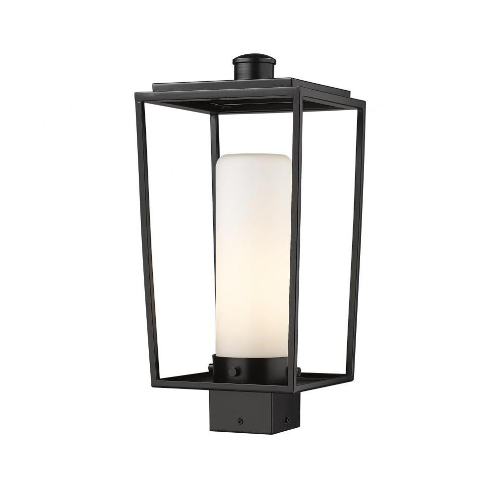 1 Light Outdoor Post Mount Fixture-White Opal