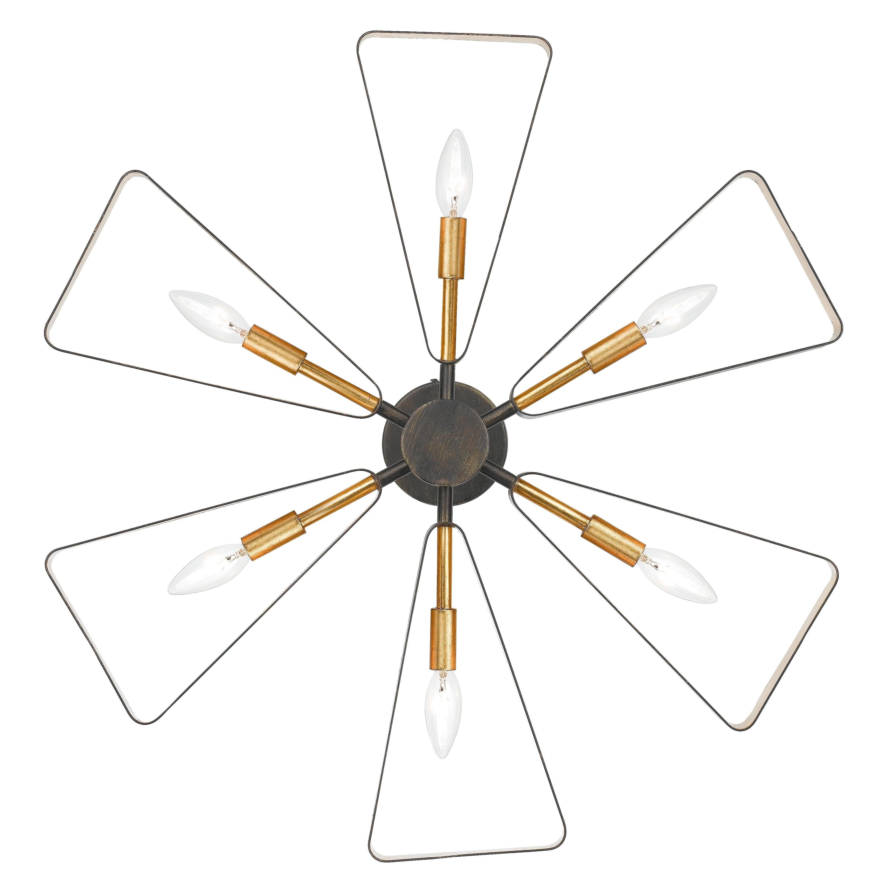 Crystorama Luna 596-EB-GA – 27 Inch – 6 Light – Chandelier – English Bronze + Antique Gold – Damp Rated