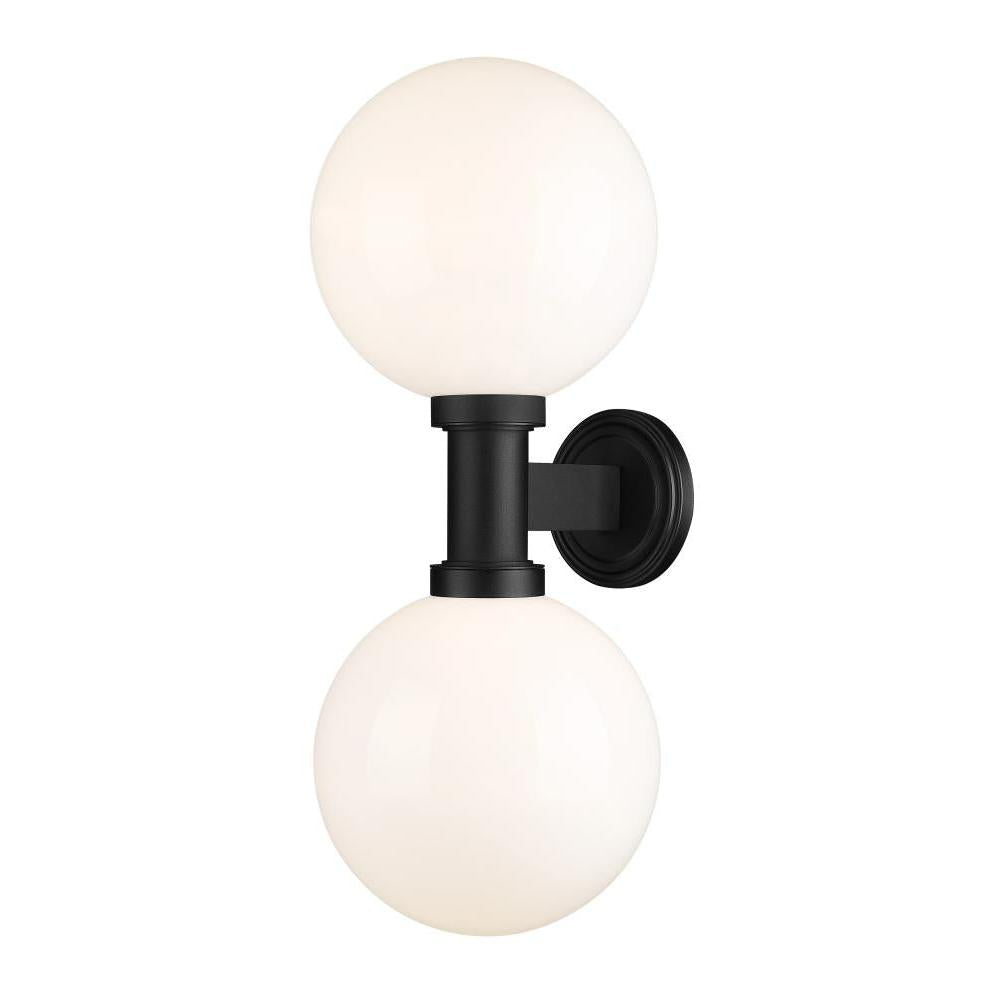 2 Light Outdoor Wall Light-White Opal