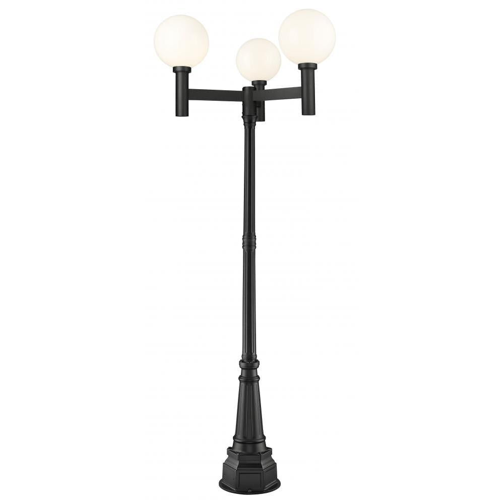 3 Light Outdoor Post Mounted Fixture-White Opal