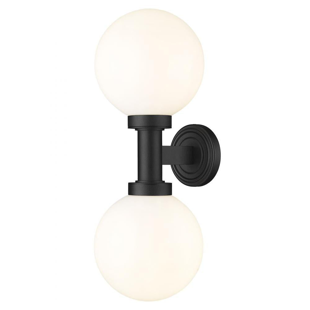 2 Light Outdoor Wall Light-White Opal