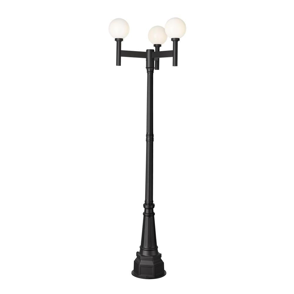 3 Light Outdoor Post Mount Fixture-White Opal