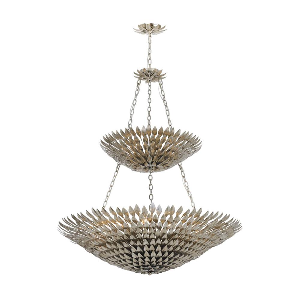 Crystorama Lighting 599-SA Broche 18 Light Chandelier, UL Damp Rated, Antique Silver
