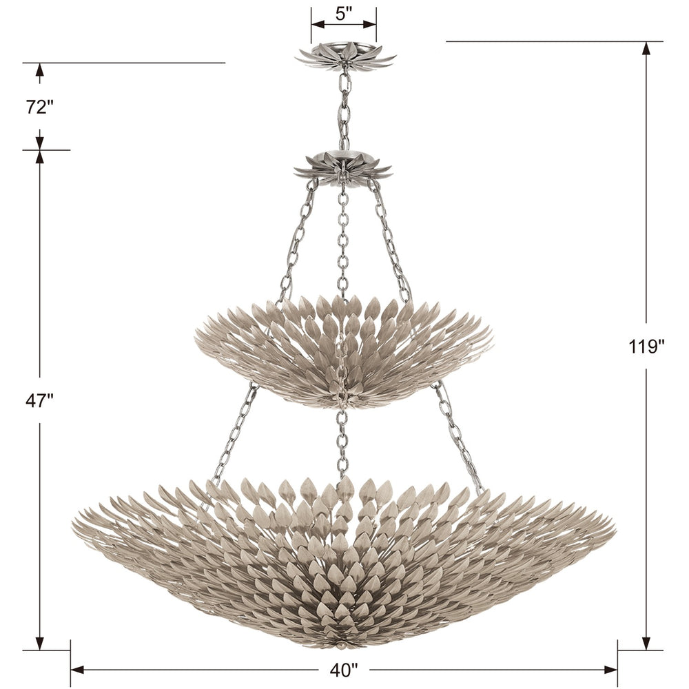 Crystorama Lighting 599-SA Broche 18 Light Chandelier, UL Damp Rated, Antique Silver