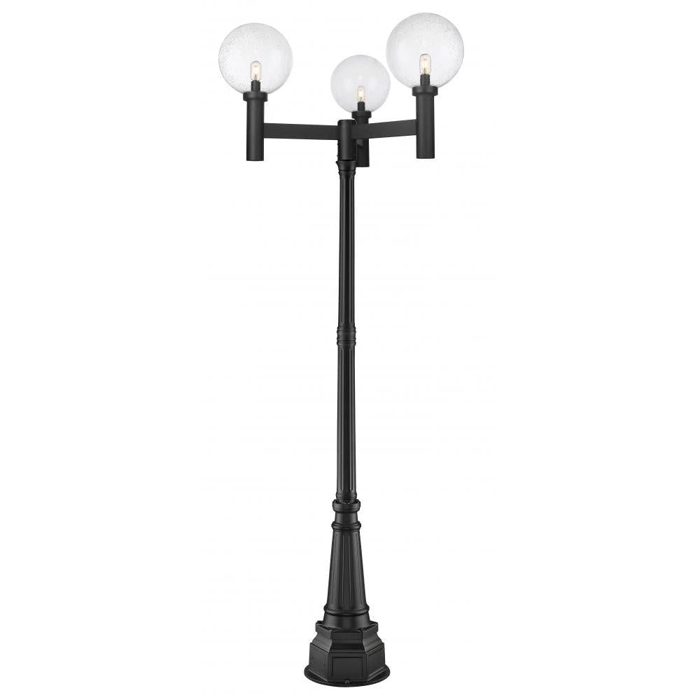 3 Light Outdoor Post Mounted Fixture-Clear Seedy