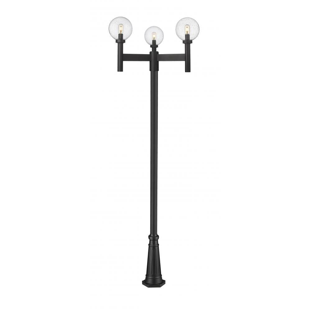 3 Light Outdoor Post Mounted Fixture-Clear Seedy