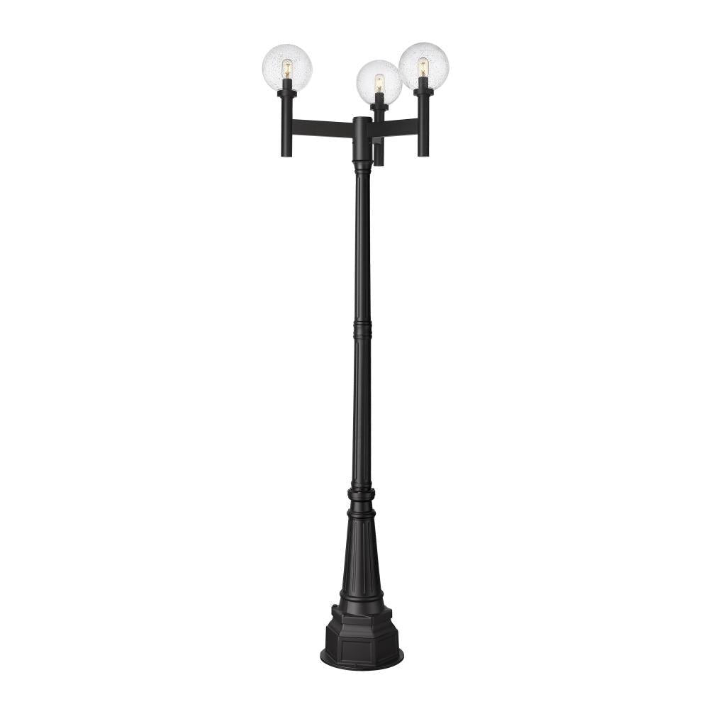 3 Light Outdoor Post Mount Fixture-Clear Seedy