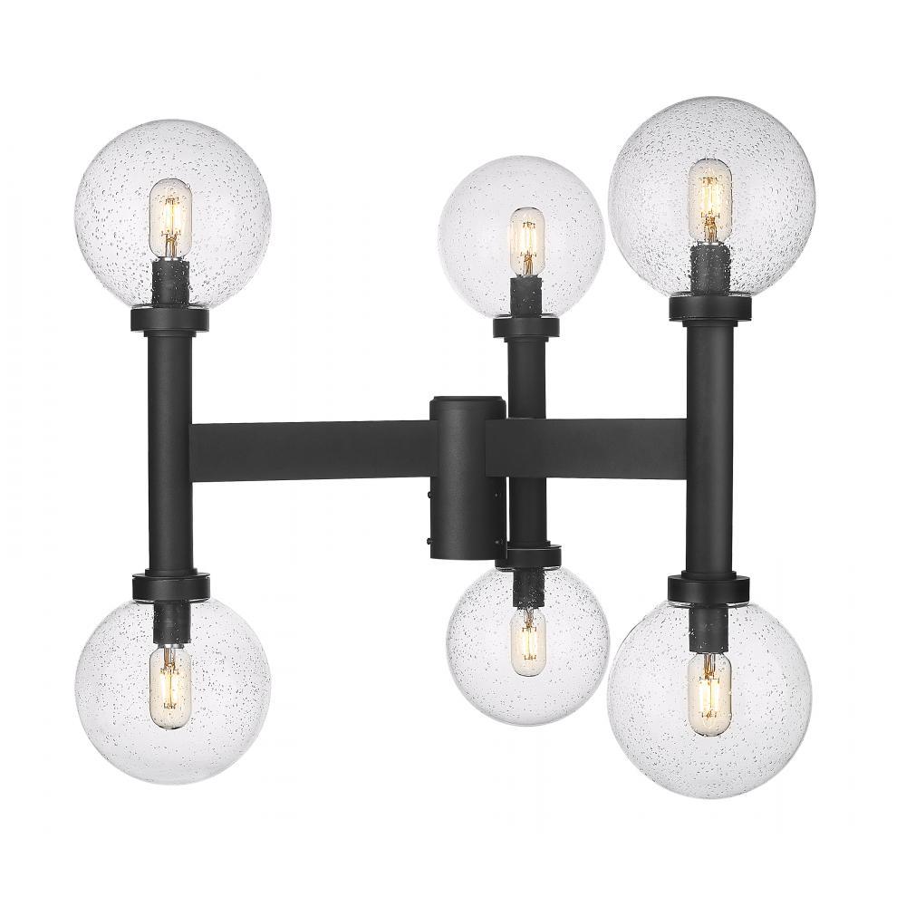 6 Light Outdoor Post Mount Fixture-Clear Seedy