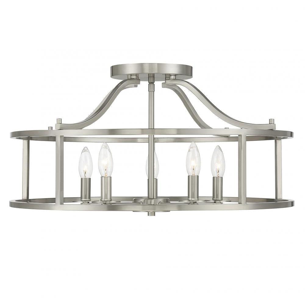 Stockton 5-Light Ceiling Light in Satin Nickel