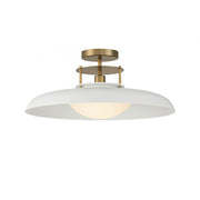 Gavin 1-Light Ceiling Light in White with Warm Brass Accents